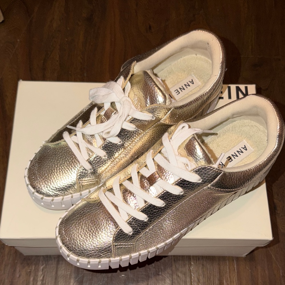 ANNE KLEIN platform Metallic Gold Women's Sneakers